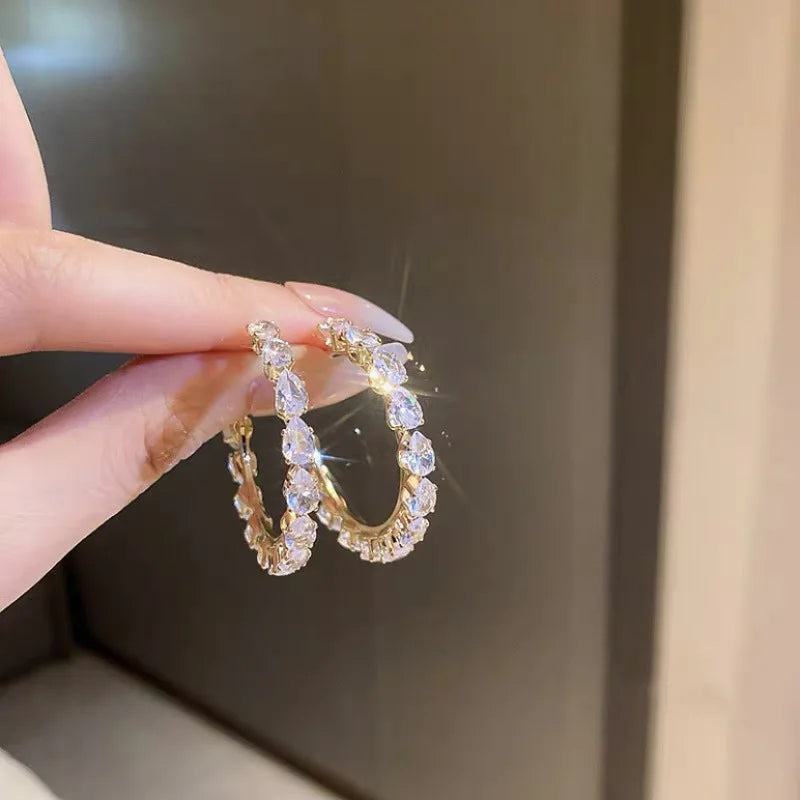 Uilz Circle Shape Zirconia Earrings