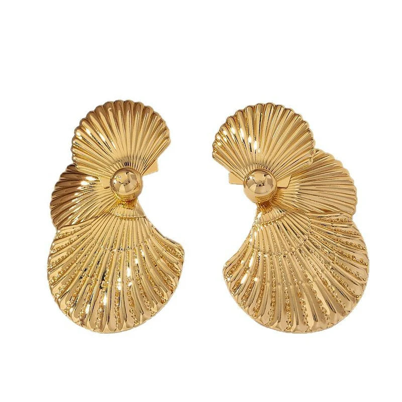 Large Metal Shell Post Earrings - Fanci Goddess