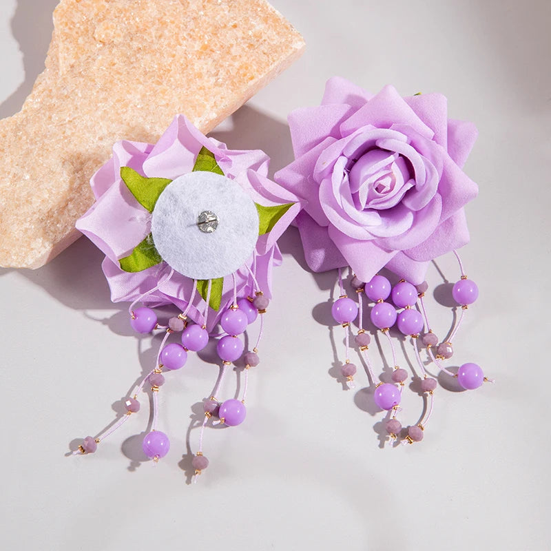 Fanci Multicolor Rose Flower Earrings