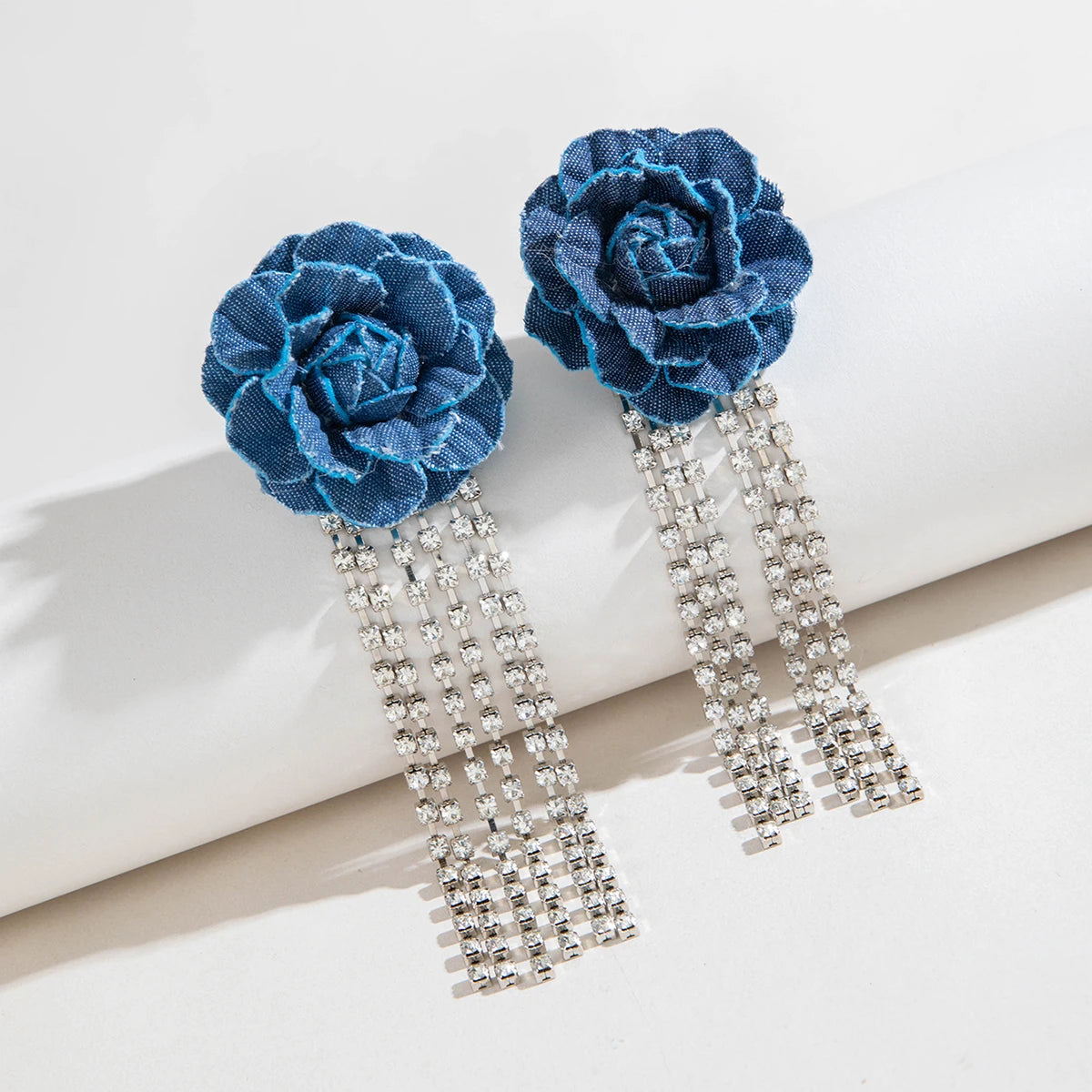 Tocona Pretty Big Rose Flowers Drop Earrings