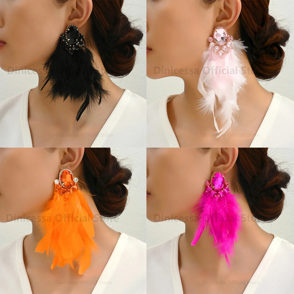 Charm Elegant Cute Feather Tassel Earrings