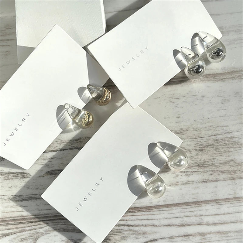 Transparent Clear Resin Copper Ball Earrings - Fanci Goddess