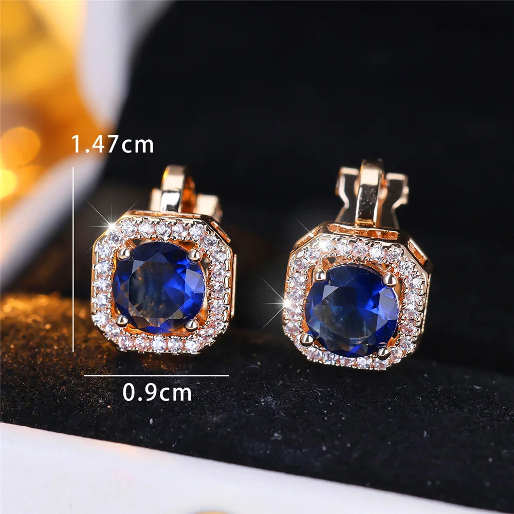 Trendy White Zircon Round Stone Clip on Earrings