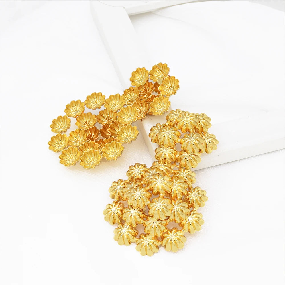 Exaggerate Africa Flower 18K Stainless steel Gold Plated Earrings - Fanci Goddess