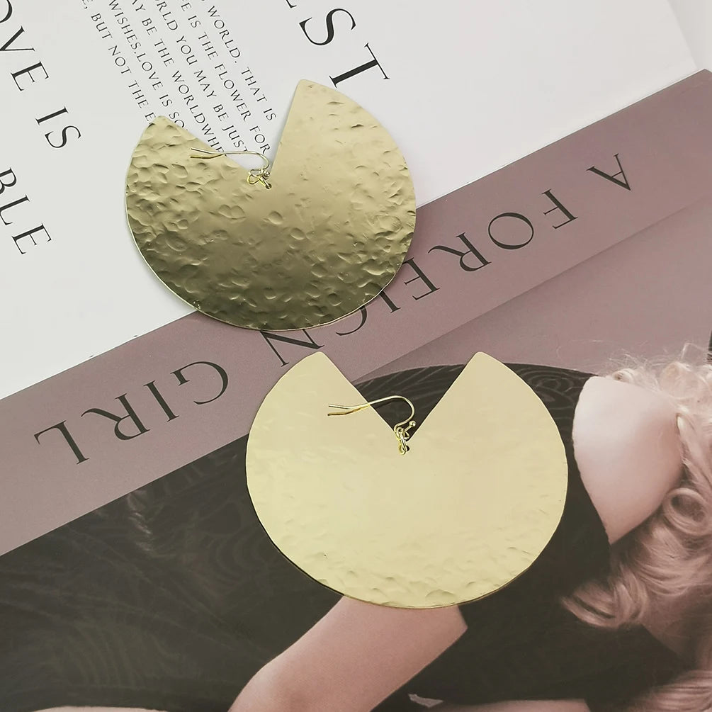 Punk Oversized Fan-shaped Stainless Steel Earrings