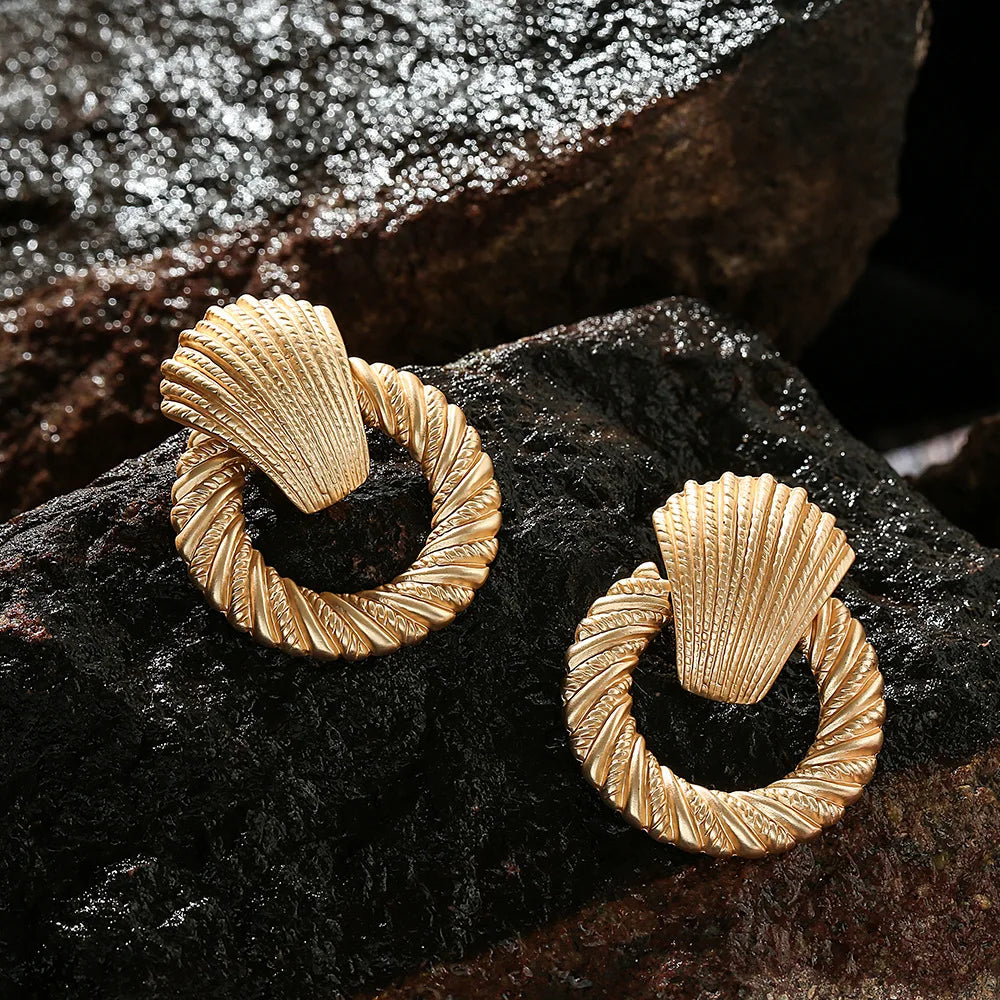 Round shell Clip on Earrings - Fanci Goddess