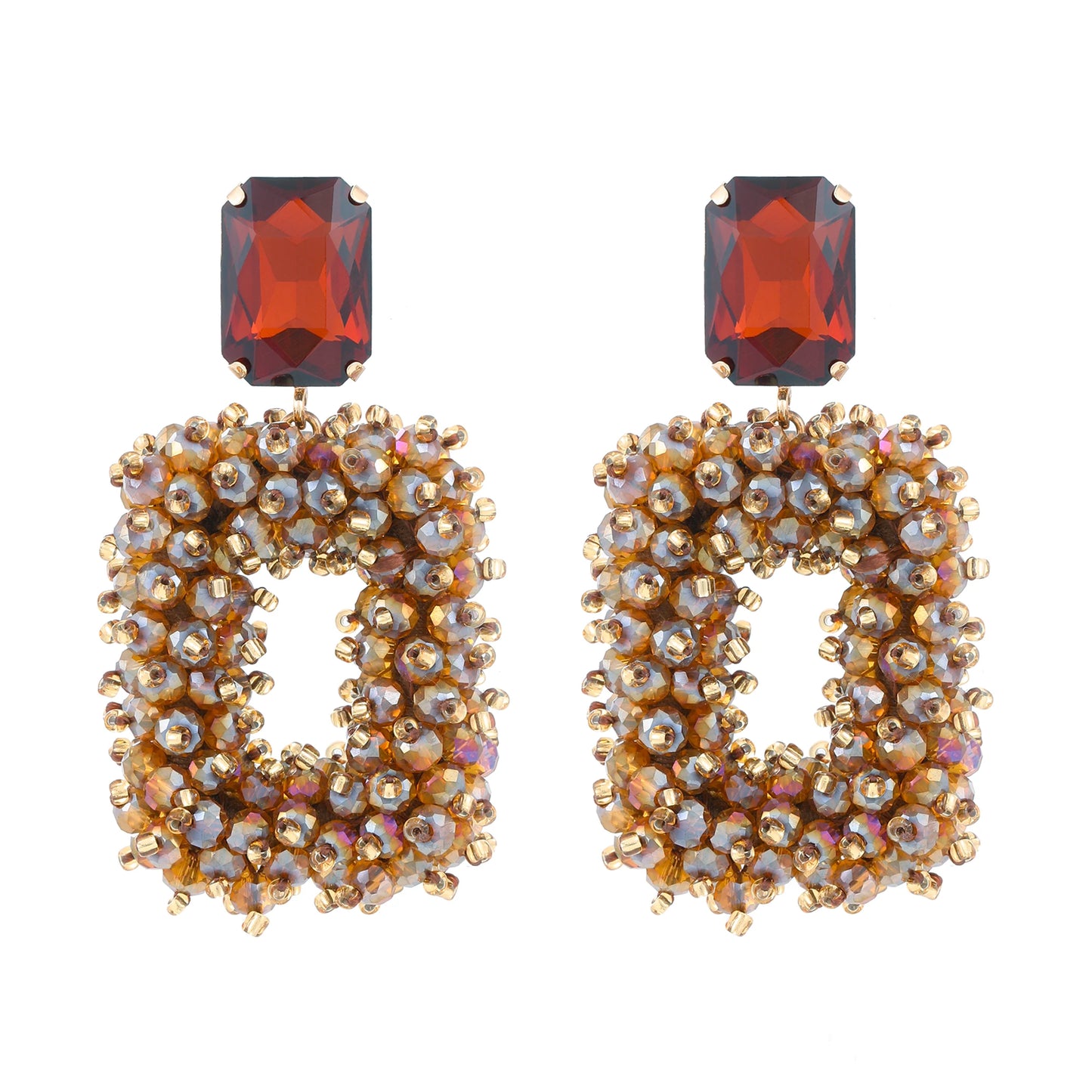 Square Crystal Drop Earrings