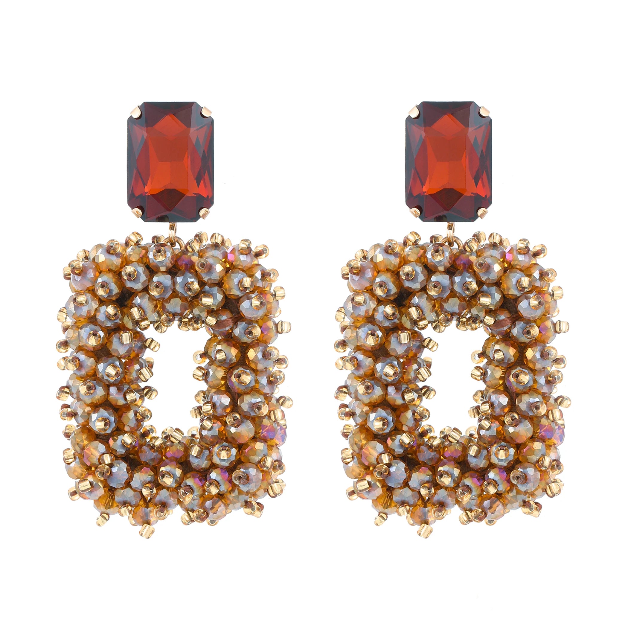 Square Crystal Drop Earrings - Fanci Goddess