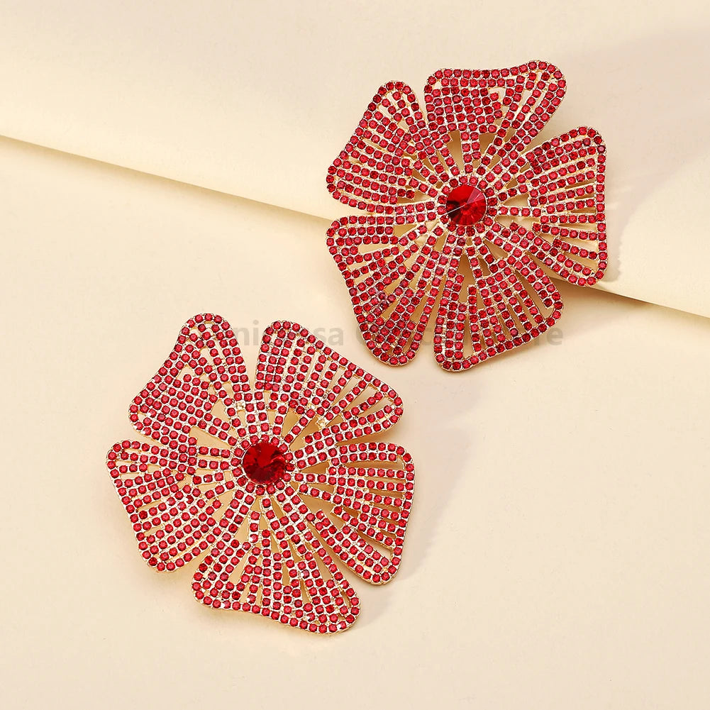 Luxury Design Flower Rhinestone Earrings - Fanci Goddess