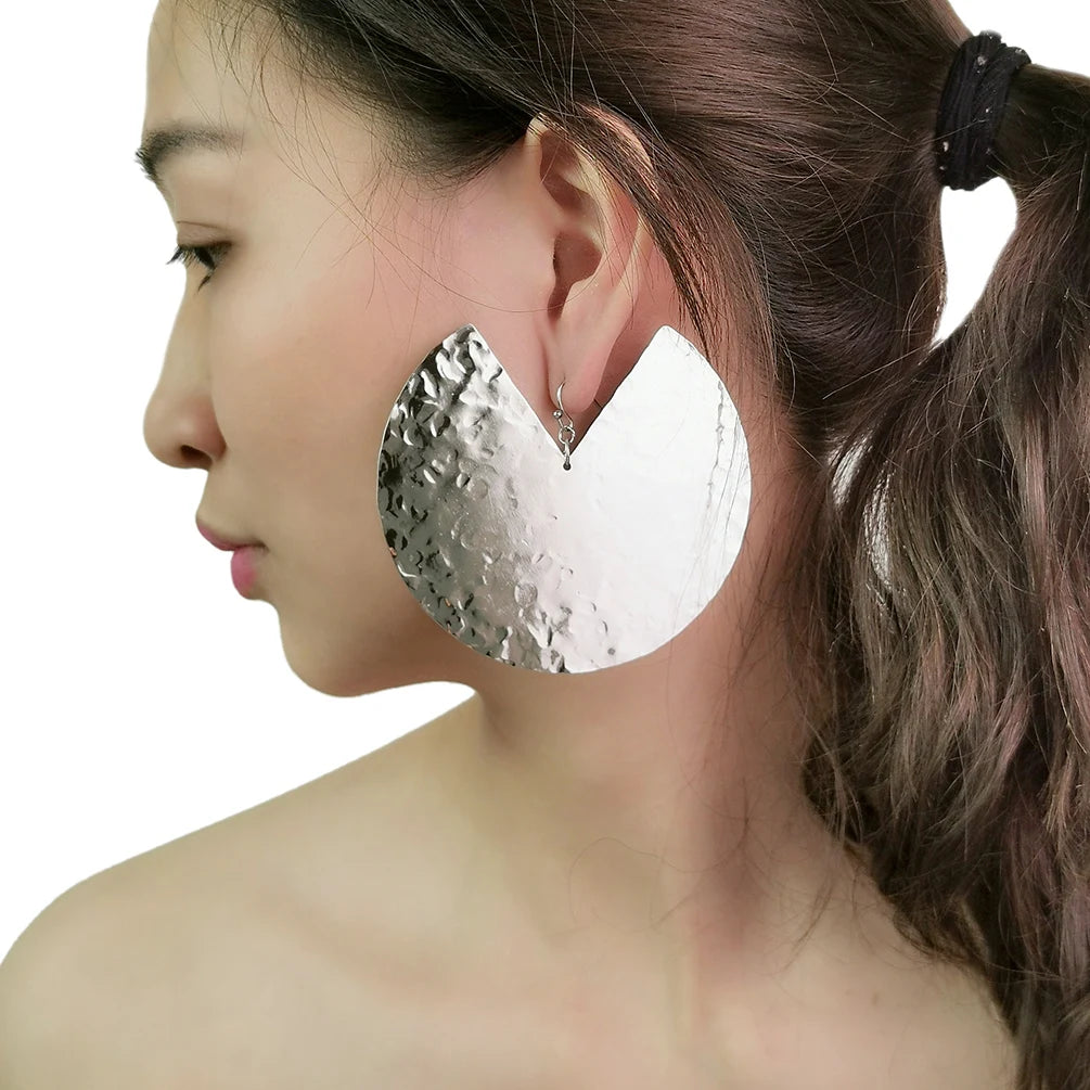 Punk Oversized Fan-shaped Stainless Steel Earrings