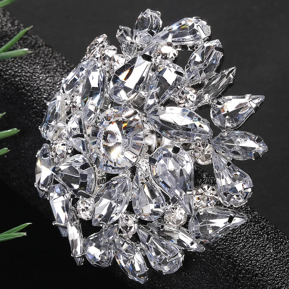 Round Rhinestone Clip on Bling Earrings