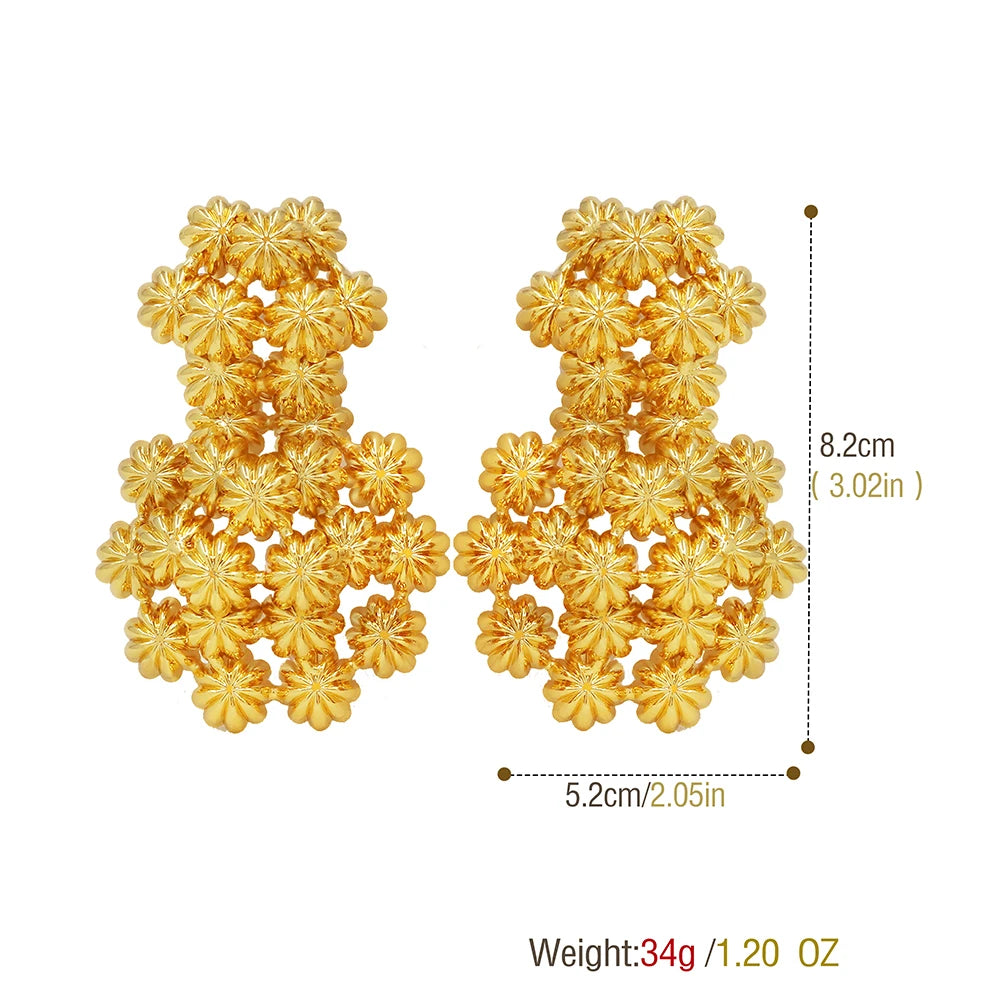 Exaggerate Africa Flower 18K Stainless steel Gold Plated Earrings - Fanci Goddess