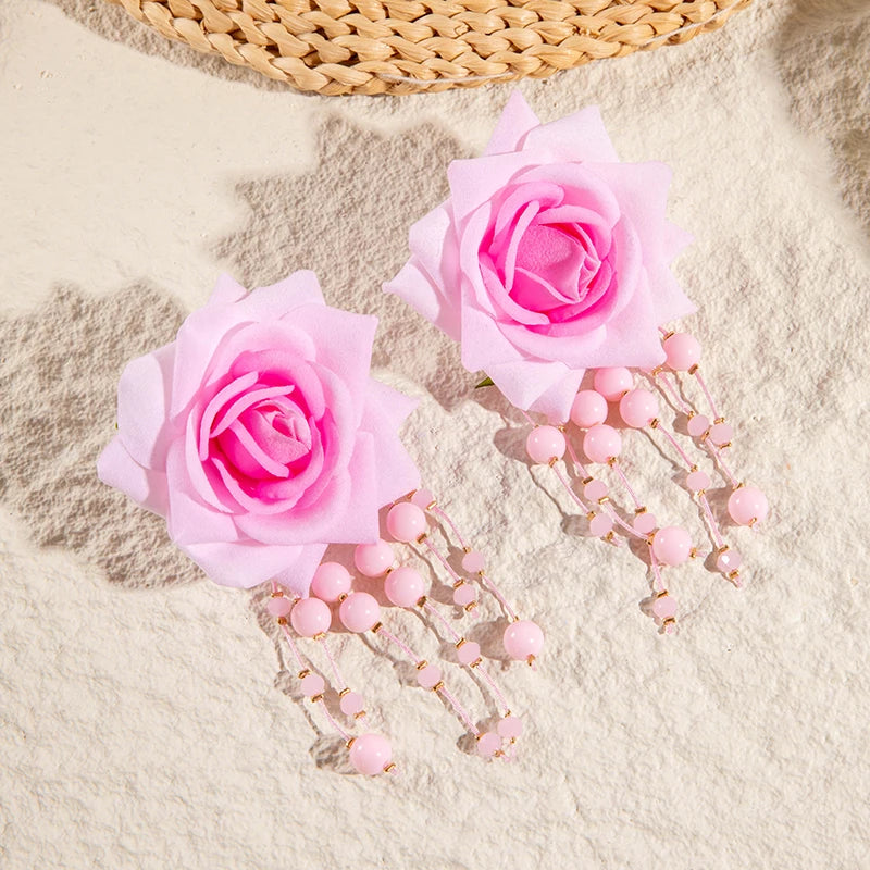 Fanci Multicolor Rose Flower Earrings - Fanci Goddess