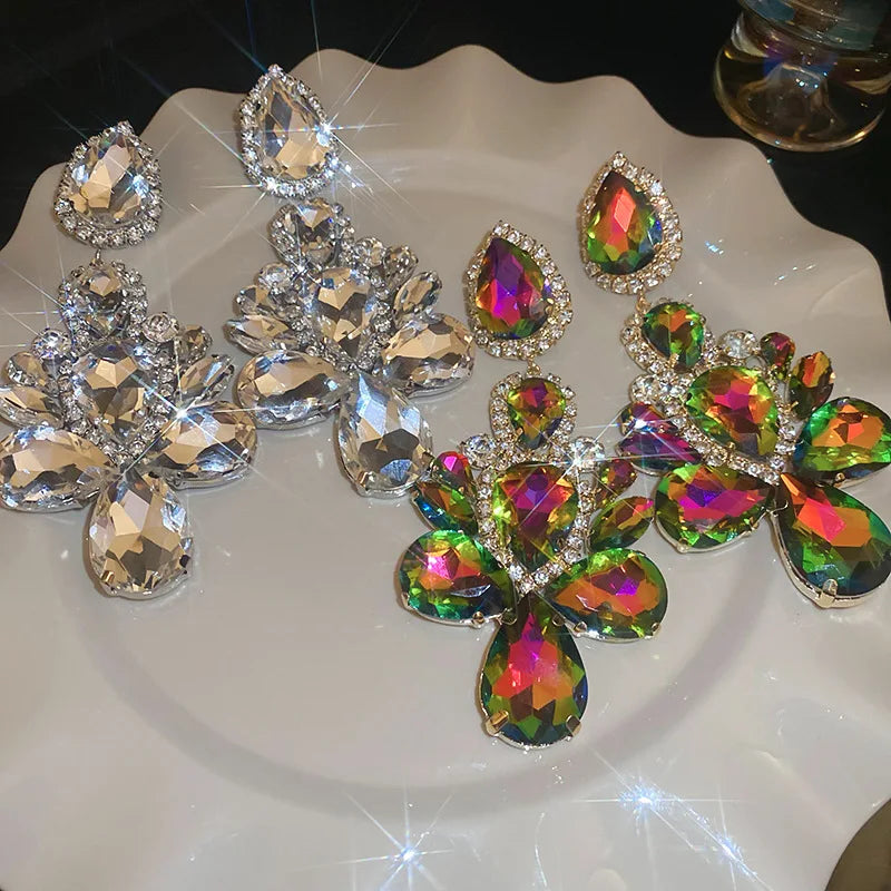 Exaggerated Inlaid Rhinestone Earrings