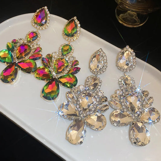 Exaggerated Inlaid Rhinestone Earrings