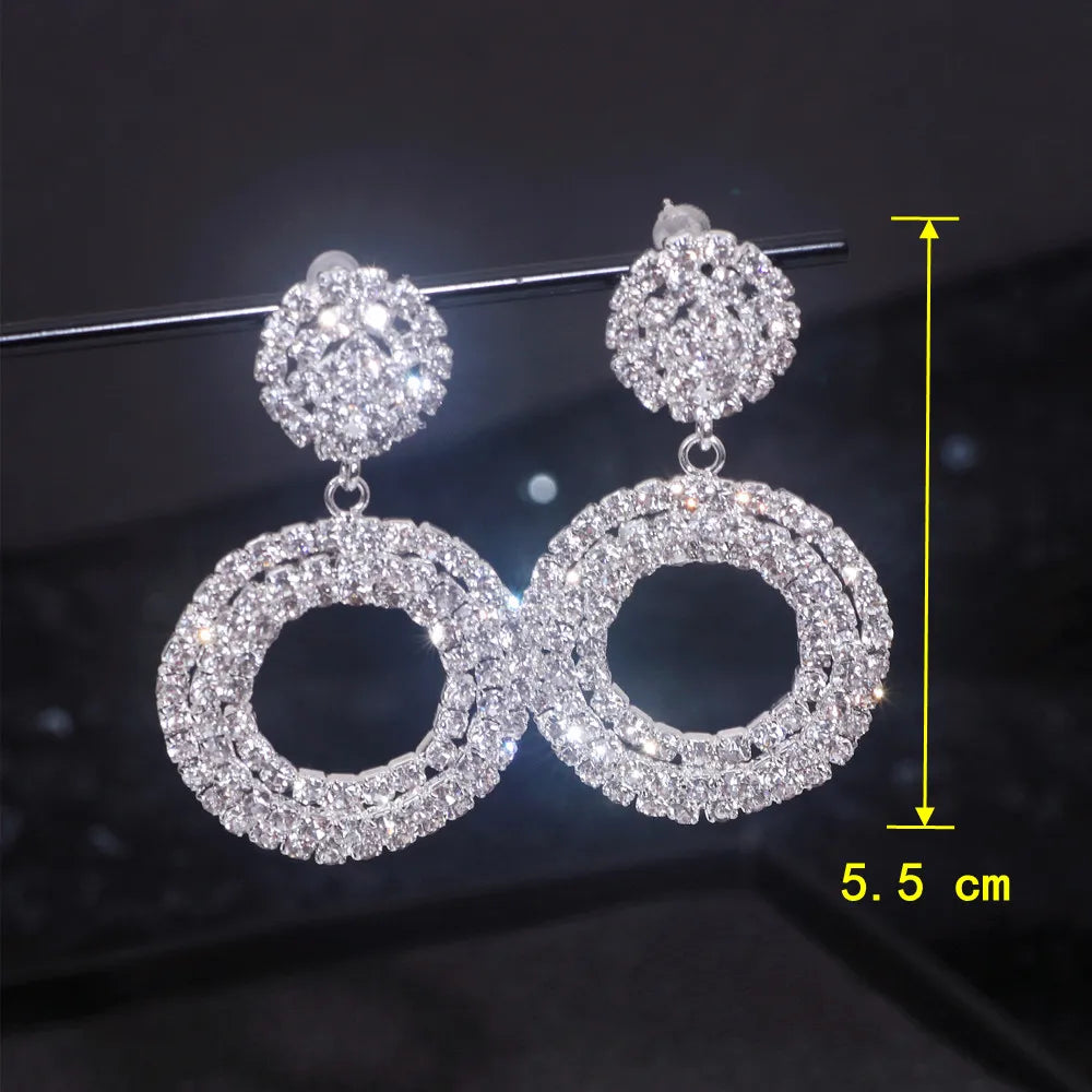 Sparkley Crystal Round Bijoux Geometric Rhinestone Earrings - Fanci Goddess