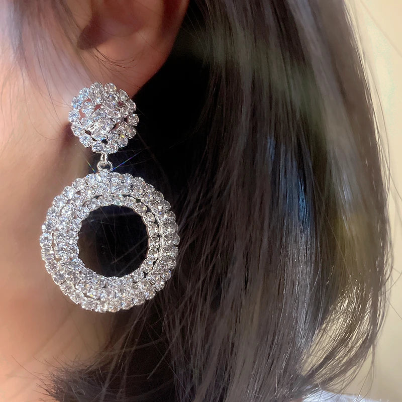 Sparkley Crystal Round Bijoux Geometric Rhinestone  Earrings