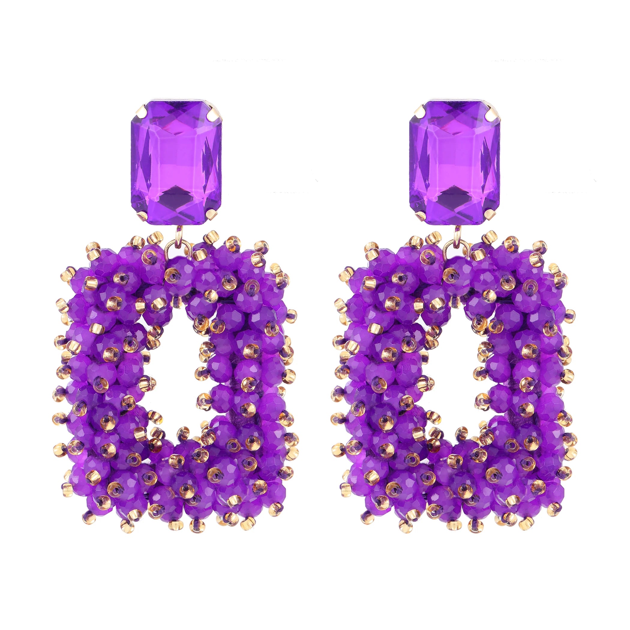 Square Crystal Drop Earrings - Fanci Goddess