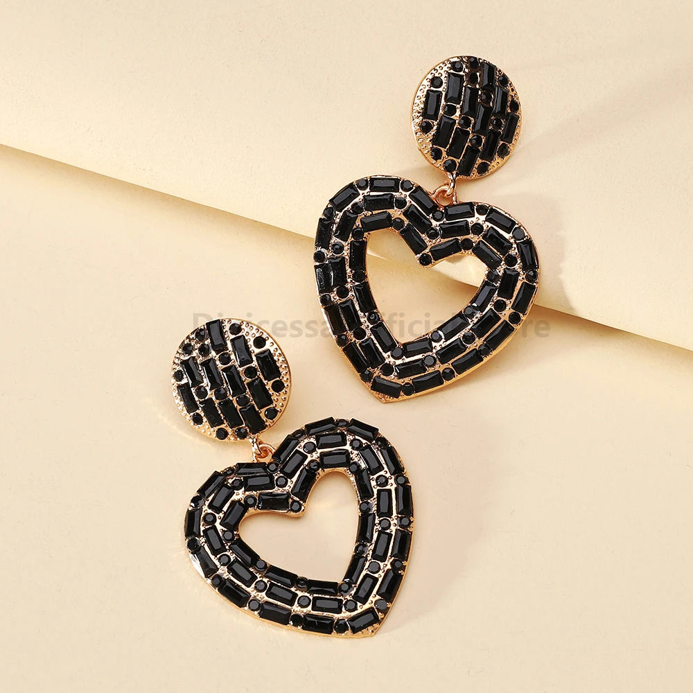New Creative Design Heart Rhinestone Earrings