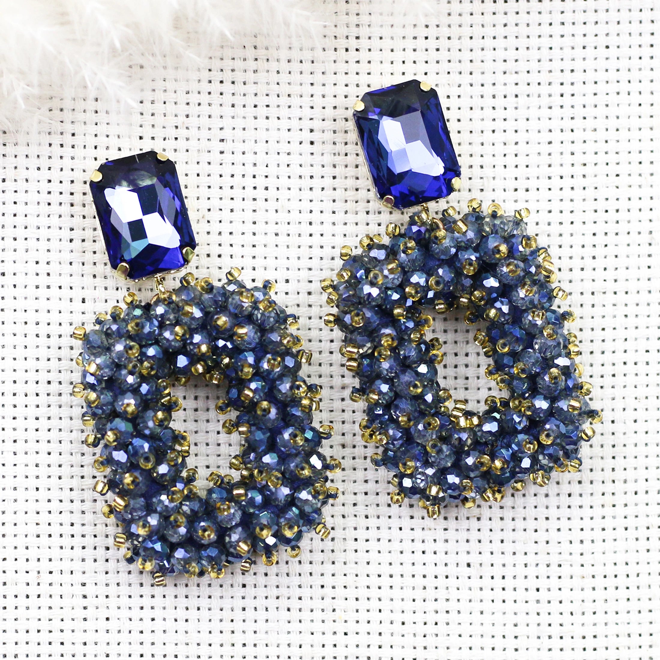 Square Crystal Drop Earrings - Fanci Goddess