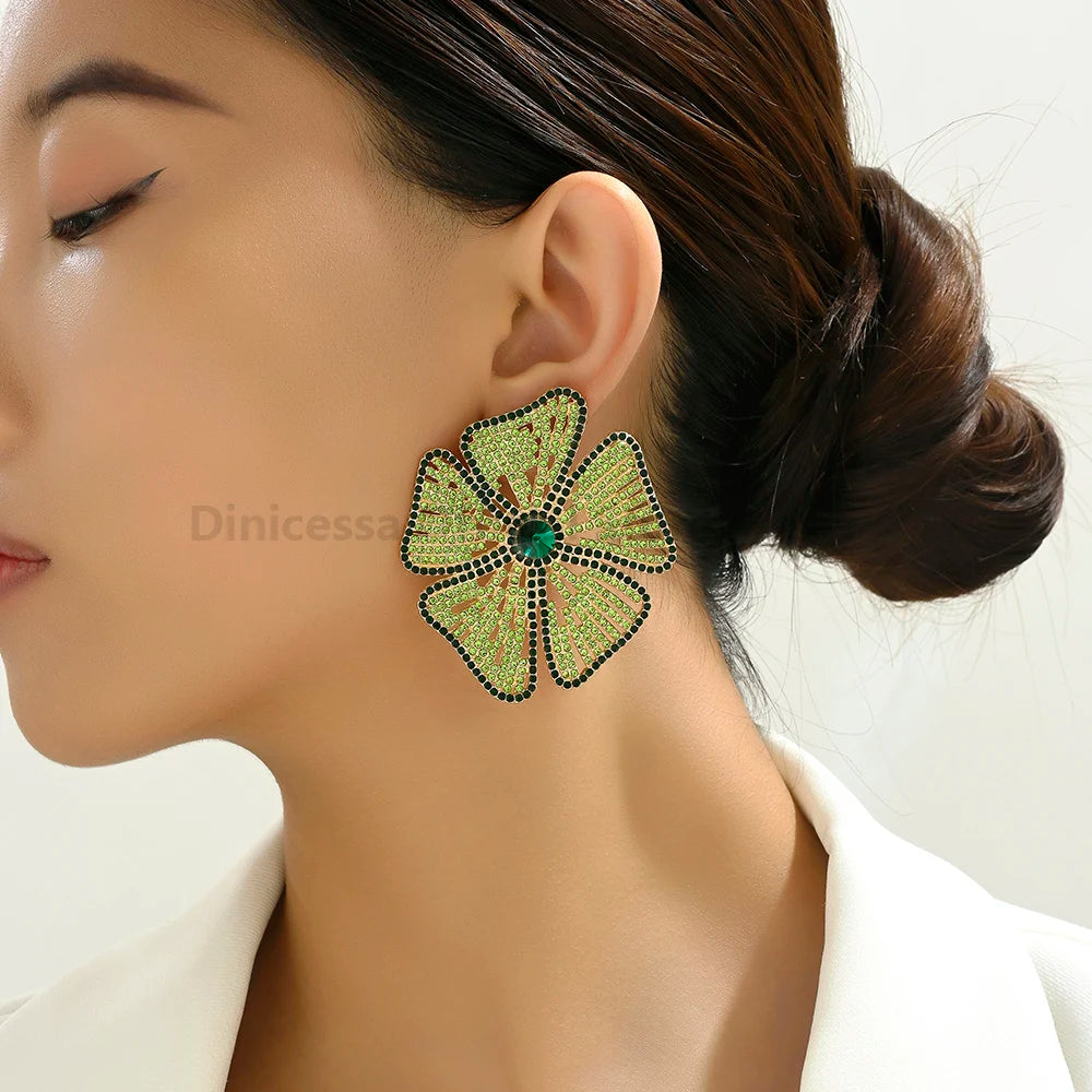 Luxury Design Flower Rhinestone Earrings - Fanci Goddess