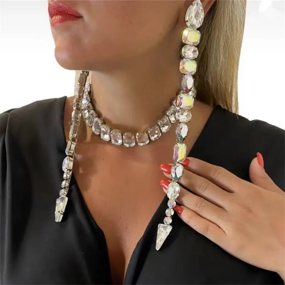 Crystal Acrylic Long Tassel Drop Earrings