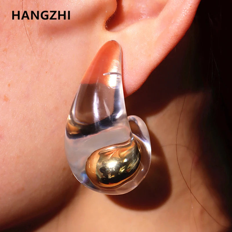 Transparent Clear Resin Copper Ball Earrings - Fanci Goddess