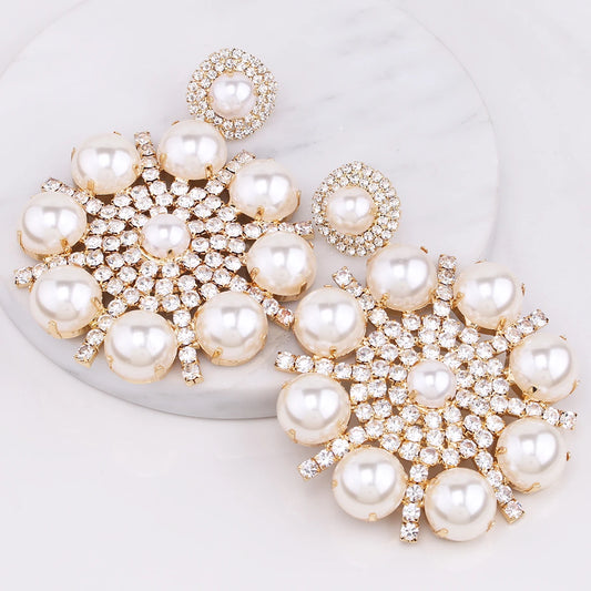 Exaggerated Elegant Beaded Imitation Pearl Earrings