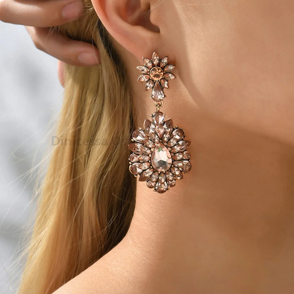 Teardrop Vintage Chandelier Crystal Earrings