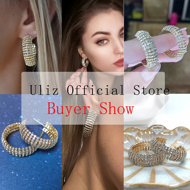 Uilz Circle Shape Zirconia Earrings