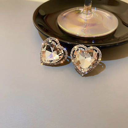 Love Heart Crystal Clip on Earrings - Fanci Goddess
