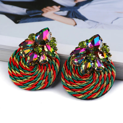Cotton Rope Weave Round Luxury Big Stud Earrings - Fanci Goddess