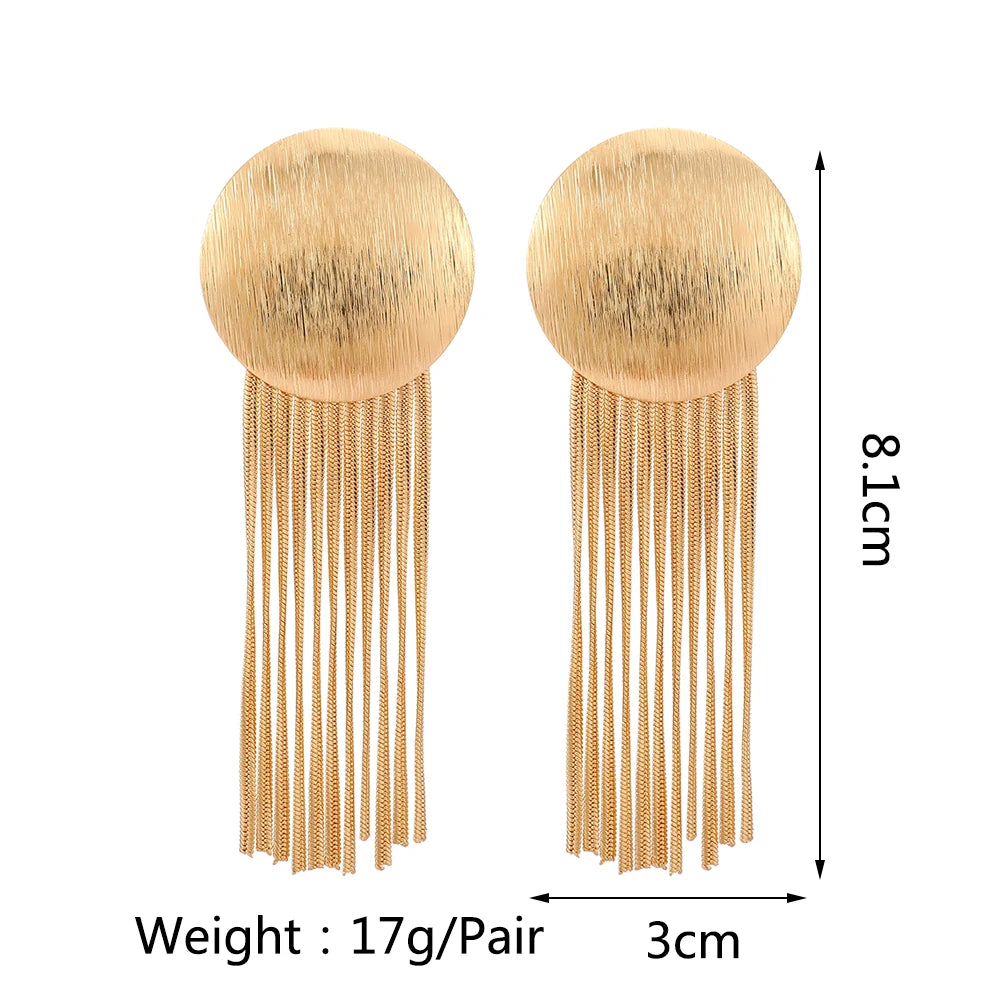 Gold Metal Tassel Chain Earrings