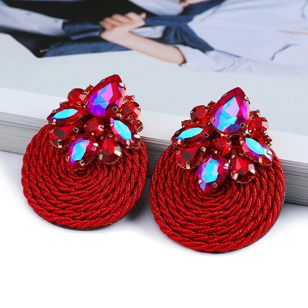 Cotton Rope Weave Round Luxury Big Stud Earrings - Fanci Goddess