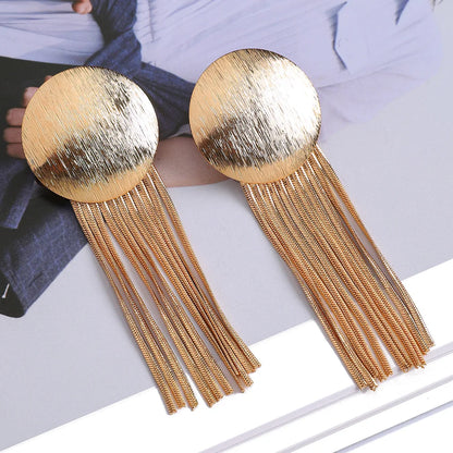 Gold Metal Tassel Chain Earrings - Fanci Goddess