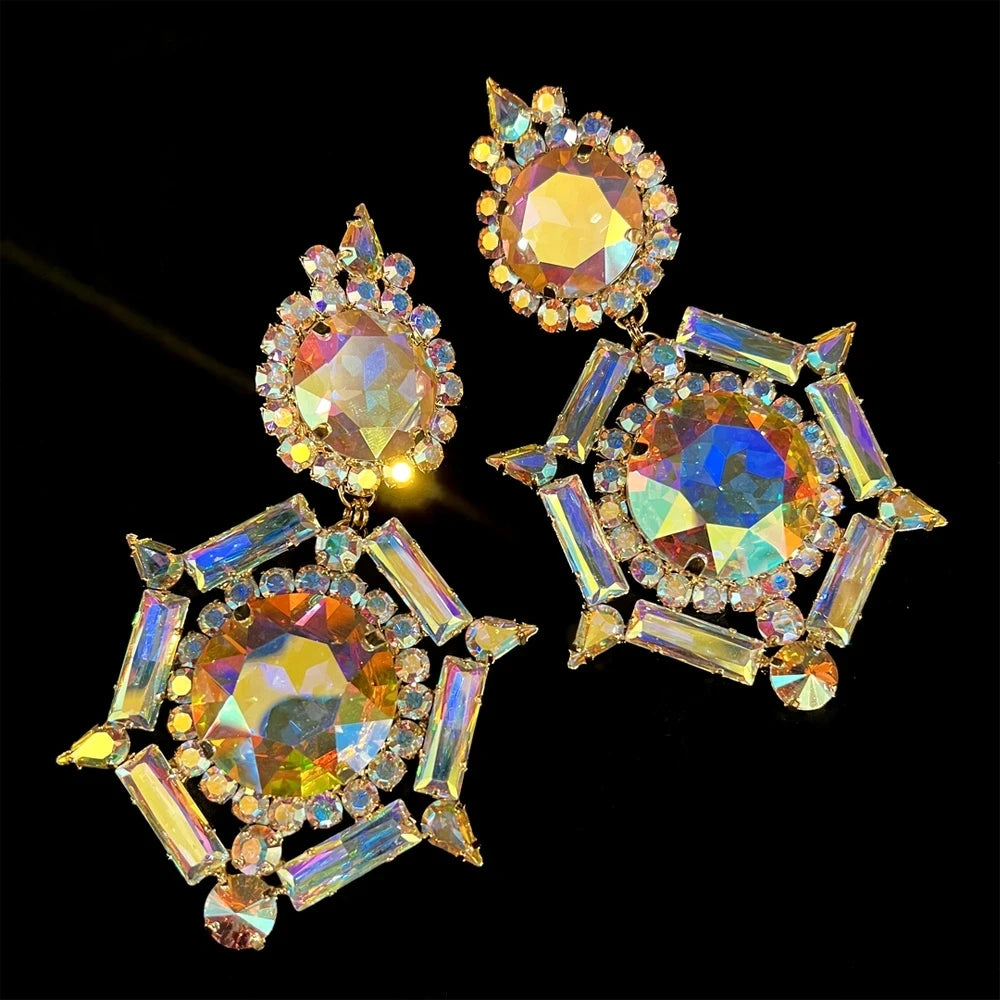 AB Rhinestone Ear Clip on Earrings