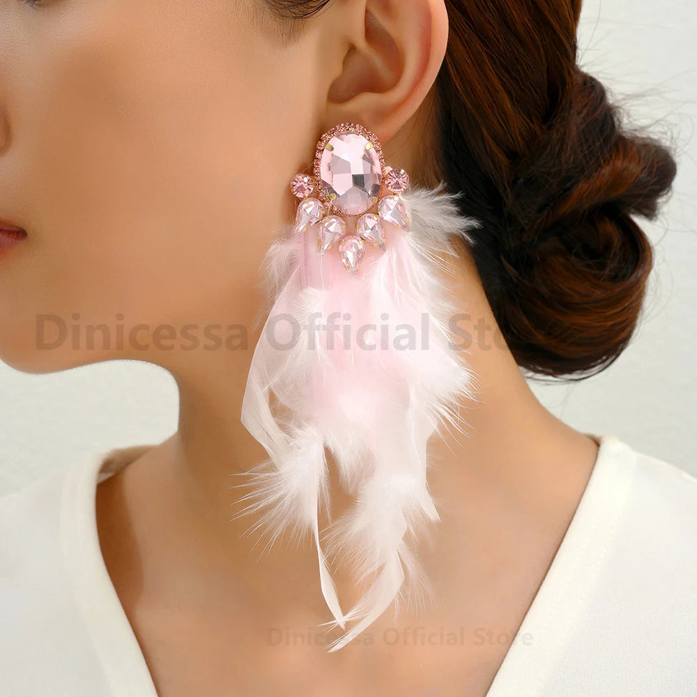 Charm Elegant Cute Feather Tassel Earrings