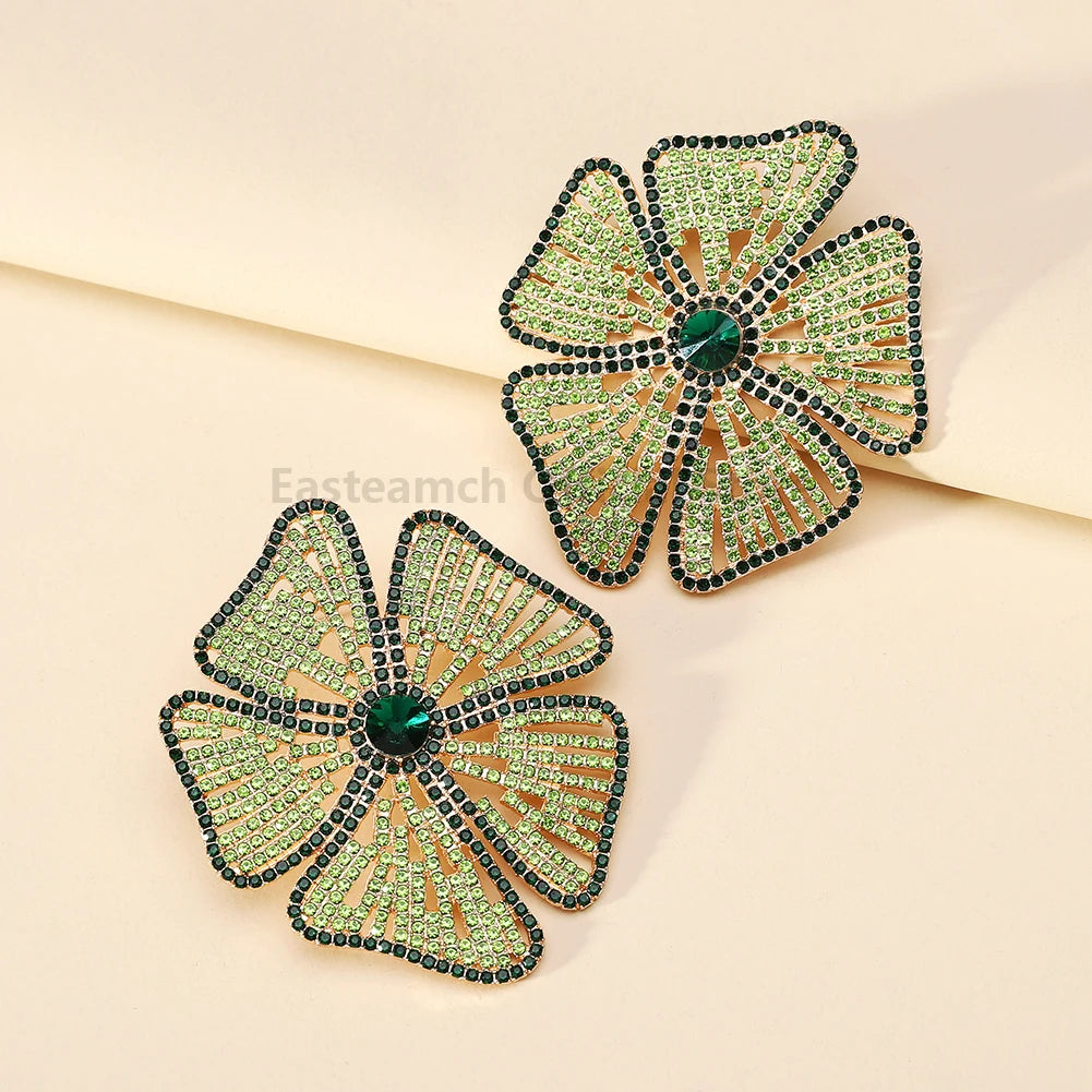 Luxury Design Flower Rhinestone Earrings - Fanci Goddess