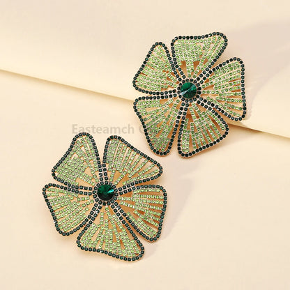 Luxury Design Flower Rhinestone Earrings - Fanci Goddess
