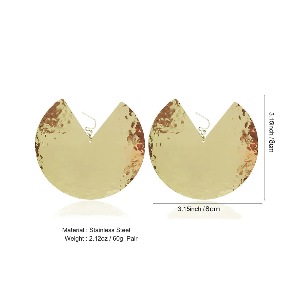 Punk Oversized Fan-shaped Stainless Steel Earrings - Fanci Goddess