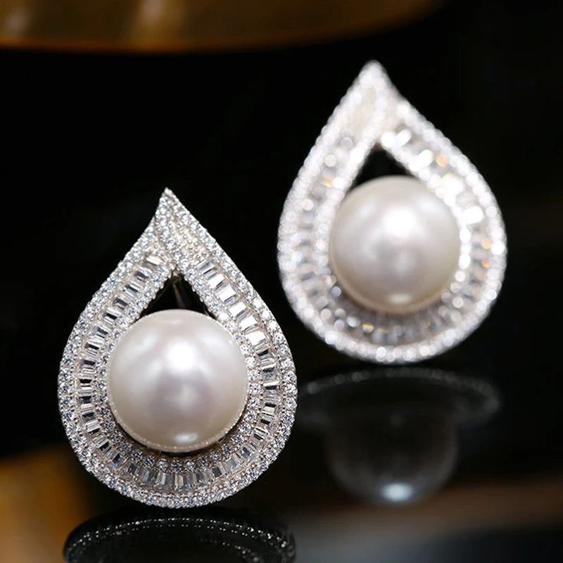 Gorgeous Pear Shape pearl Stud Earrings - Fanci Goddess