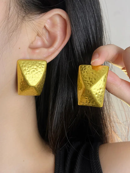 Stainless Steal Geometric Square Hollow Retro Earrings - Fanci Goddess