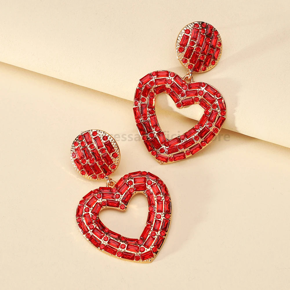 New Creative Design Heart Rhinestone Earrings - Fanci Goddess