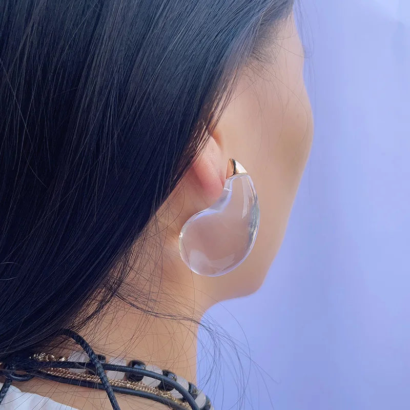 Transparent Clear Resin Copper Ball Earrings - Fanci Goddess