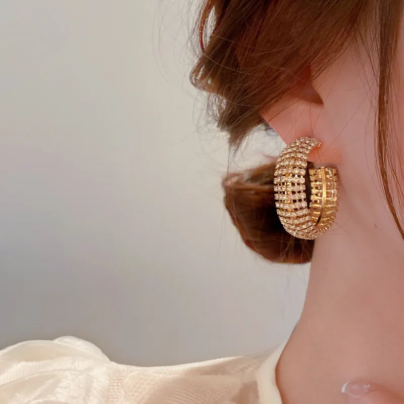 Uilz Circle Shape Zirconia Earrings