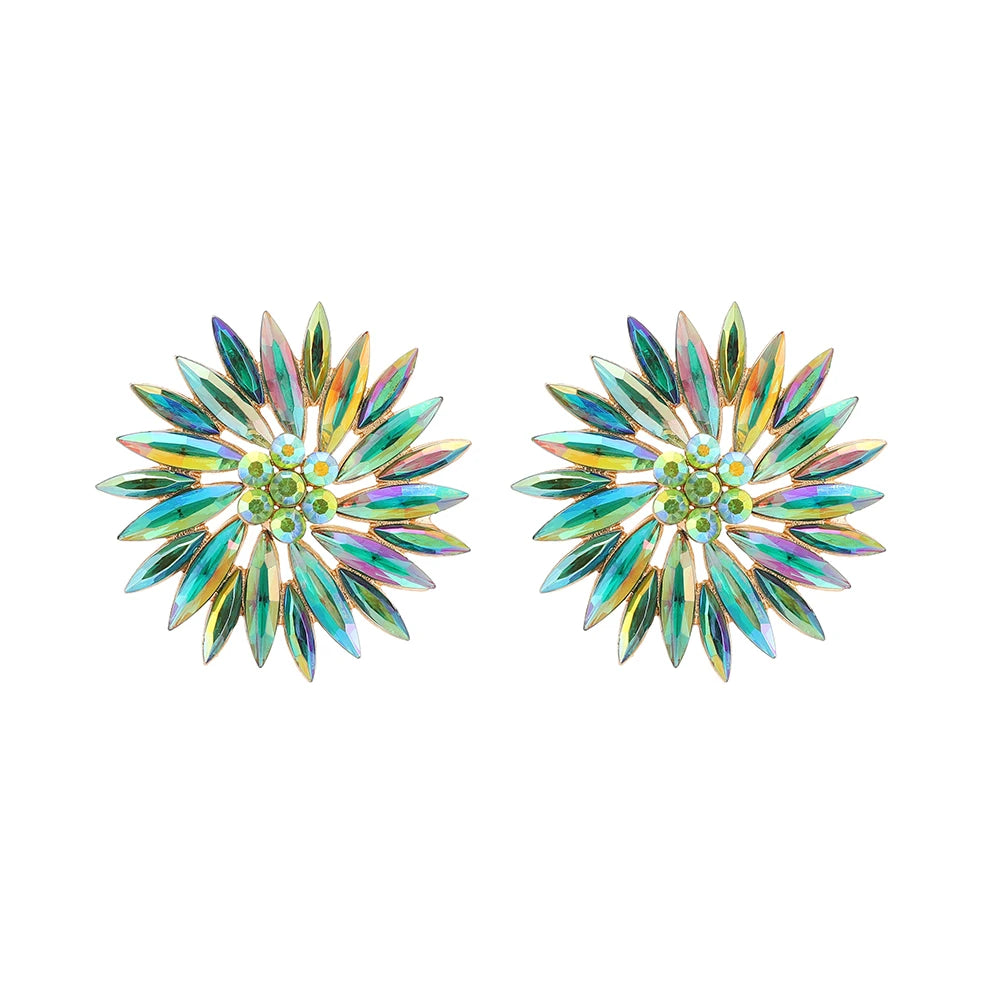 Sunflower Rhinestone Stud Earrings