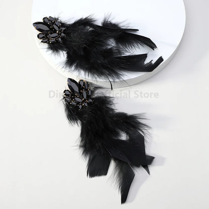 Feather Decor Dangle Drop Earrings - Fanci Goddess