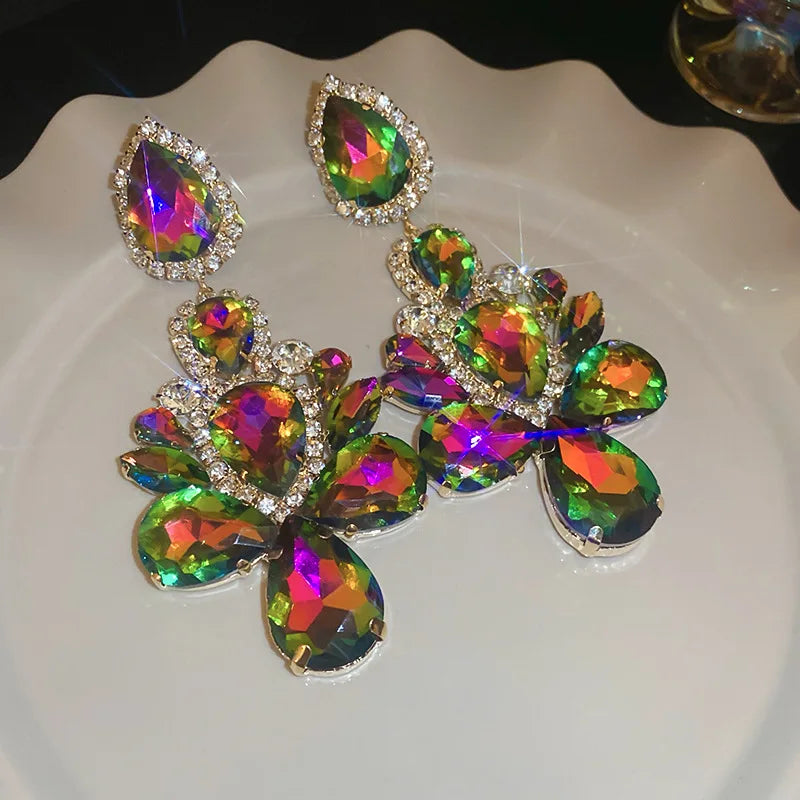 Exaggerated Inlaid Rhinestone Earrings - Fanci Goddess