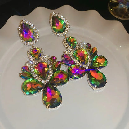 Exaggerated Inlaid Rhinestone Earrings - Fanci Goddess