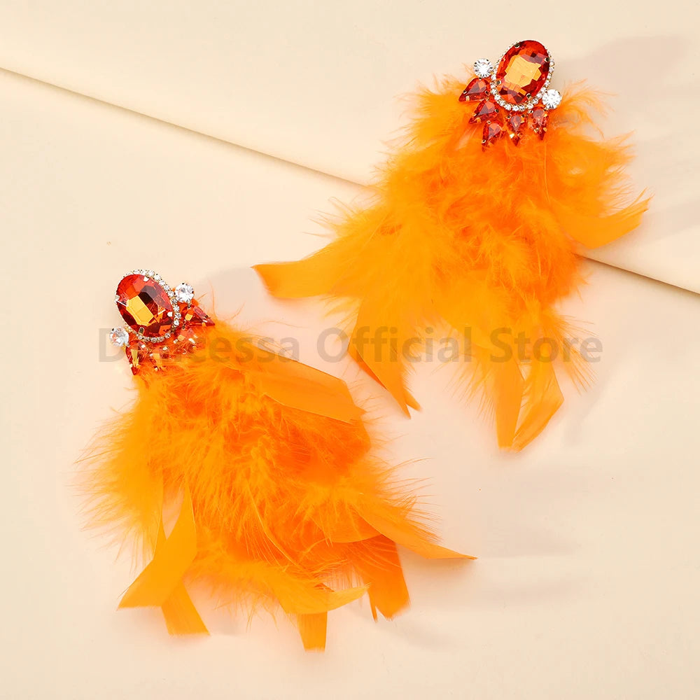 Charm Elegant Cute Feather Tassel Earrings
